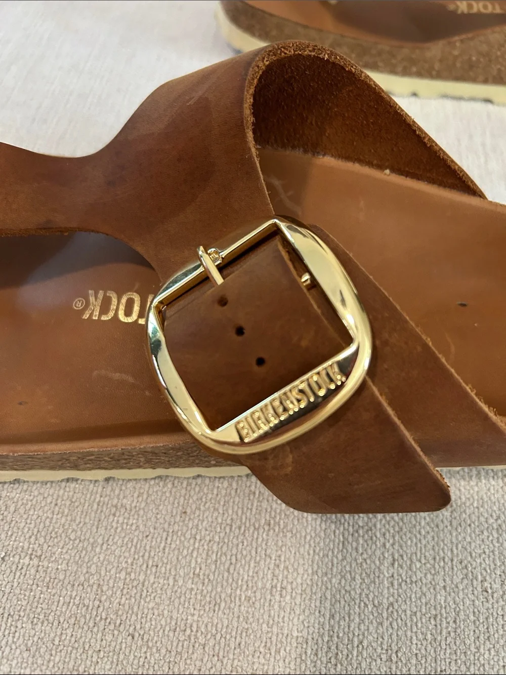 Birkenstock Women's Gizeh Big Buckle Sandals Cognac Oiled Leather, Size 10, NWOT